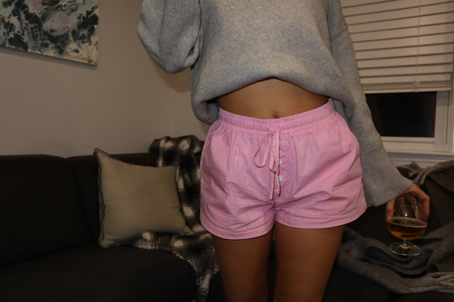 Pink Checkered Shorts